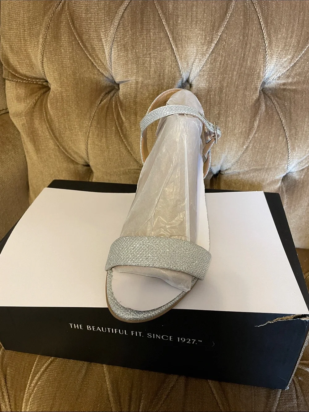 Naturalizer Silver Sparkle Open-Toe Sandal